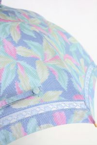 きもの日傘　水色紬着物　レース部分