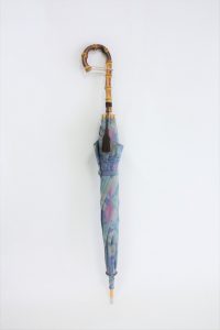 きもの日傘　水色紬着物　出来上がり