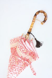 きもの日傘　紅葉柄着物　手元とタッセル