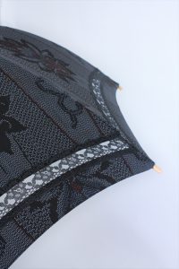 きもの日傘　大島紬　レース部分