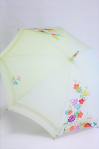 きもの日傘　訪問着　斜め正面から見た