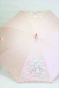 きもの日傘　訪問着　正面から見た