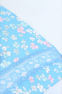 きもの日傘　水色小紋きもの　レース部分