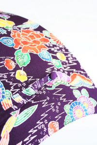 きもの日傘　紫色紅型小紋　レース加工なし通常タイプ