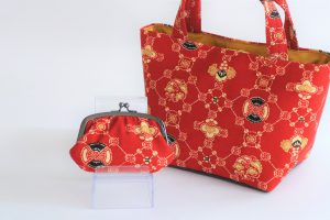 きものリメイク　がま口財布　トートバック　スクエア